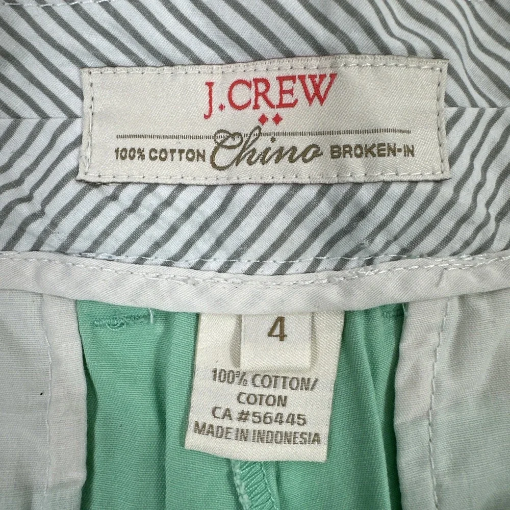 J. CREW Womens 4 Broken In Chino Shorts‎ Green Cotton 30x3 100%Cotton Summer